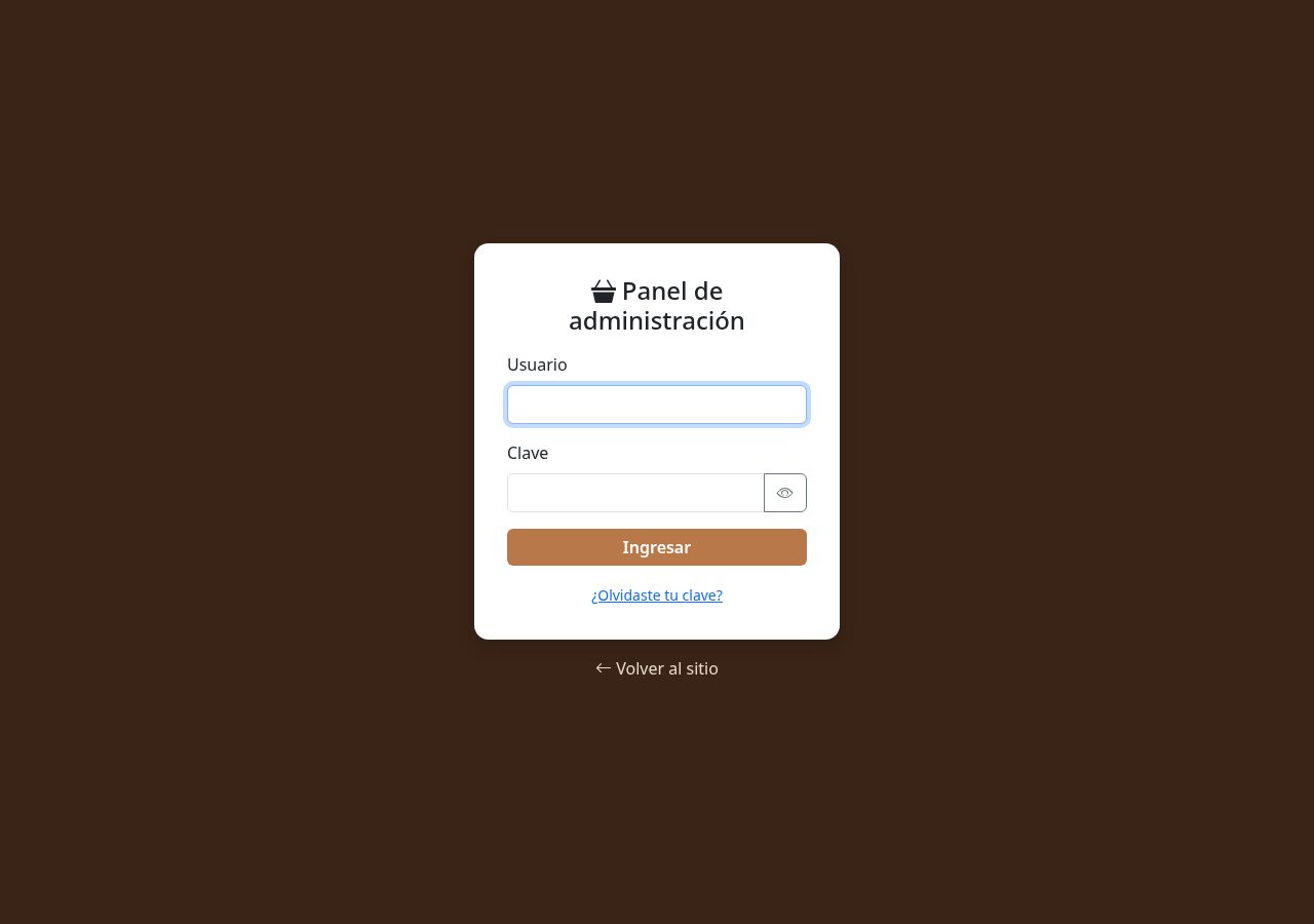 Pantalla de login del panel de administración